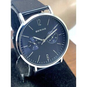 Bering Women's Watch 14236-303 Quartz Silver Blue Dial Mesh Stainless Steel 36mm